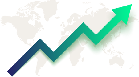 Mapa com gráfico de crescimento